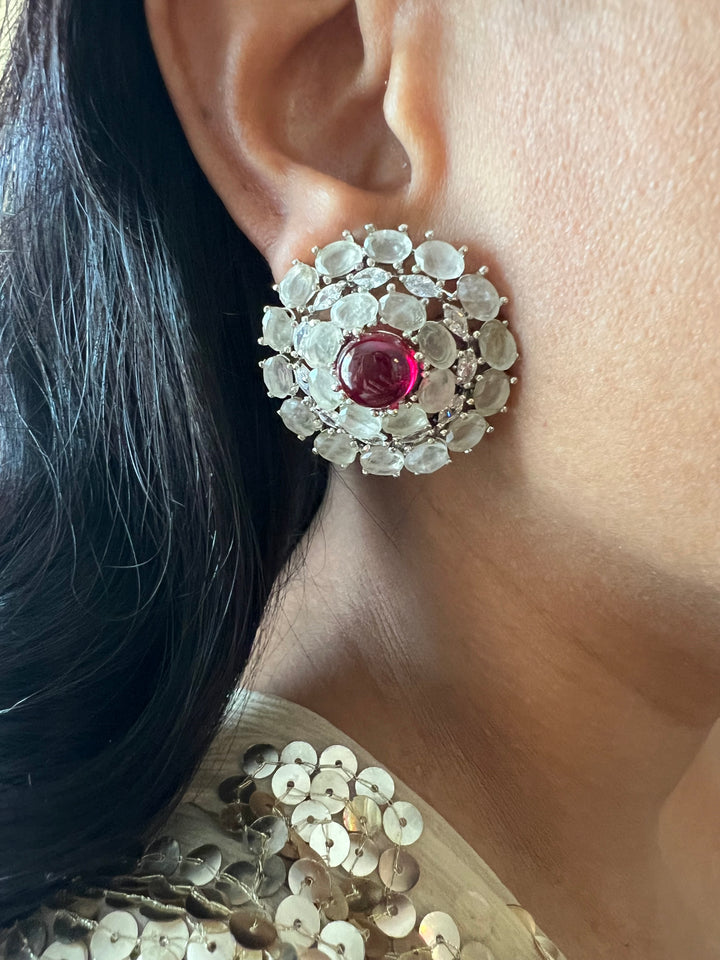 Designer Doublet Stone Earrings with Silver Polish - Premium Quality