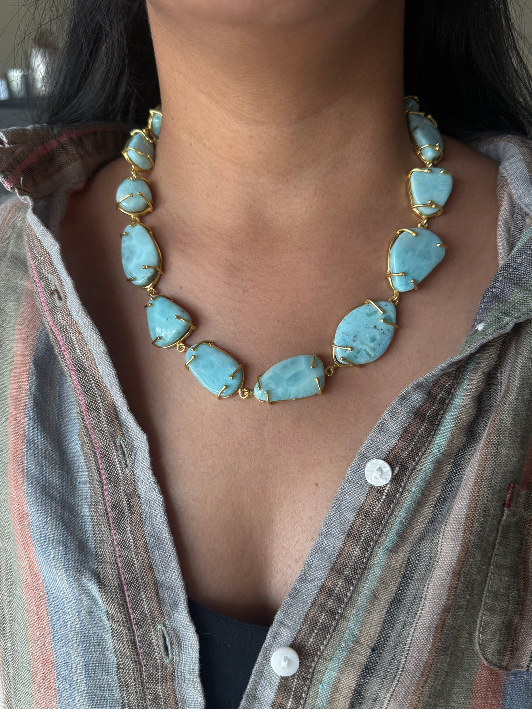 Statement Larimar Stone Necklace