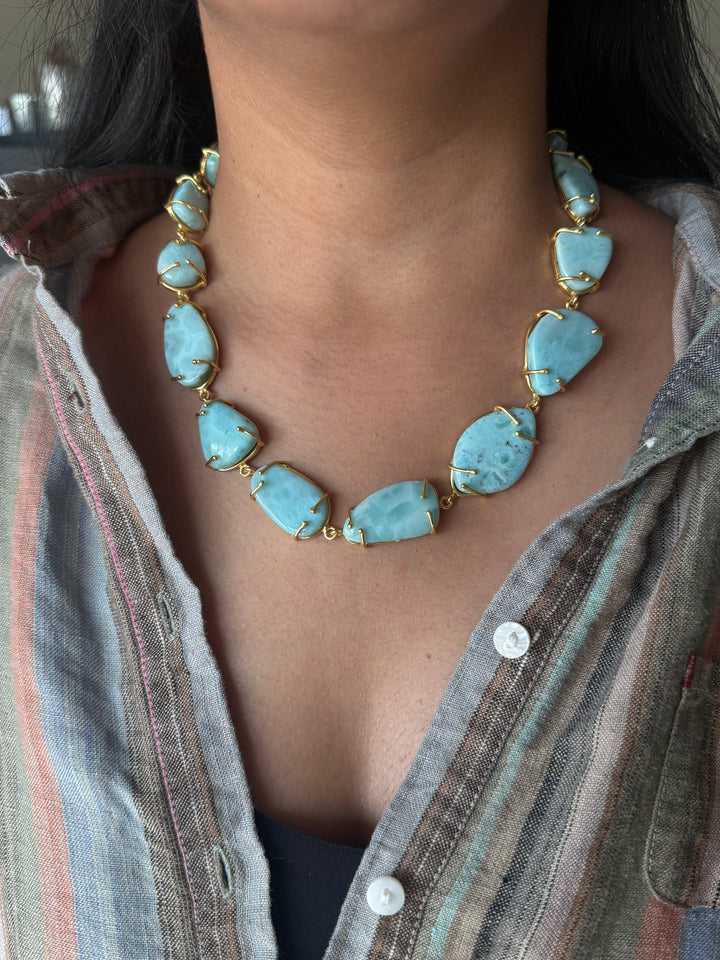 Statement Larimar Stone Necklace
