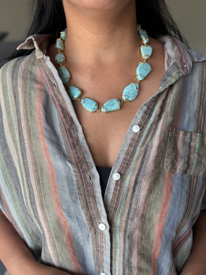 Statement Larimar Stone Necklace