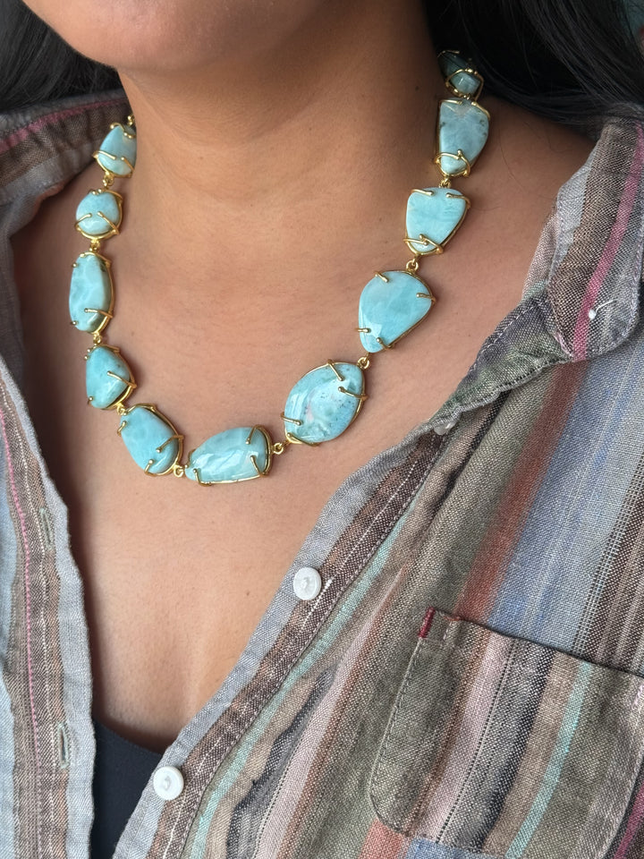 Statement Larimar Stone Necklace