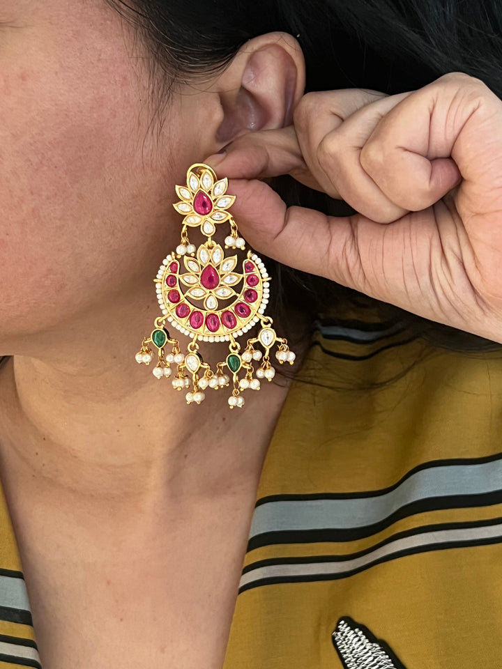 Beautiful Pearl and Kundan Chandbalis - Premium Quality, Exquisite Craftsmanship