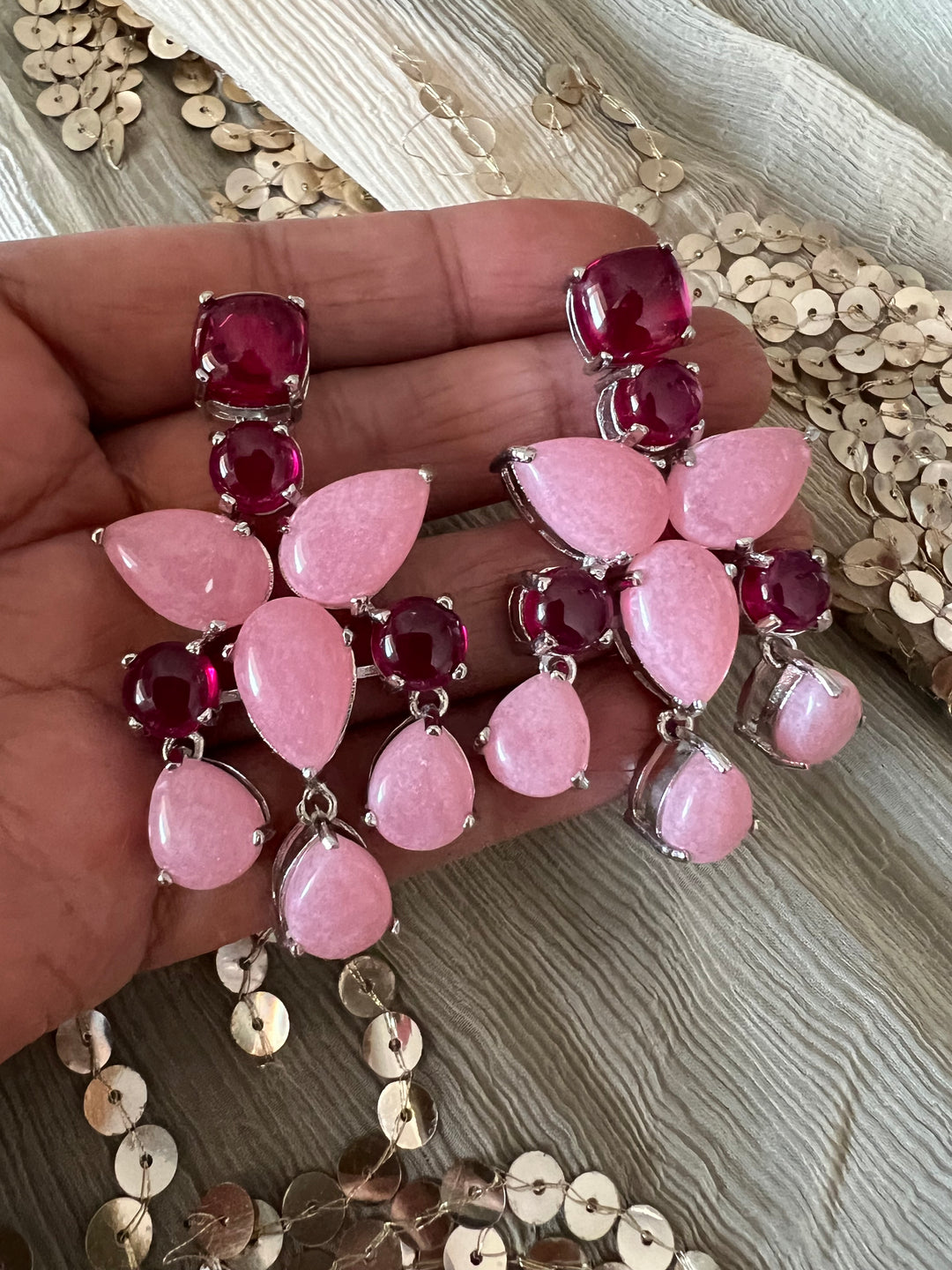 Designer Doublet Stone Earrings with Silver Polish - Premium Quality