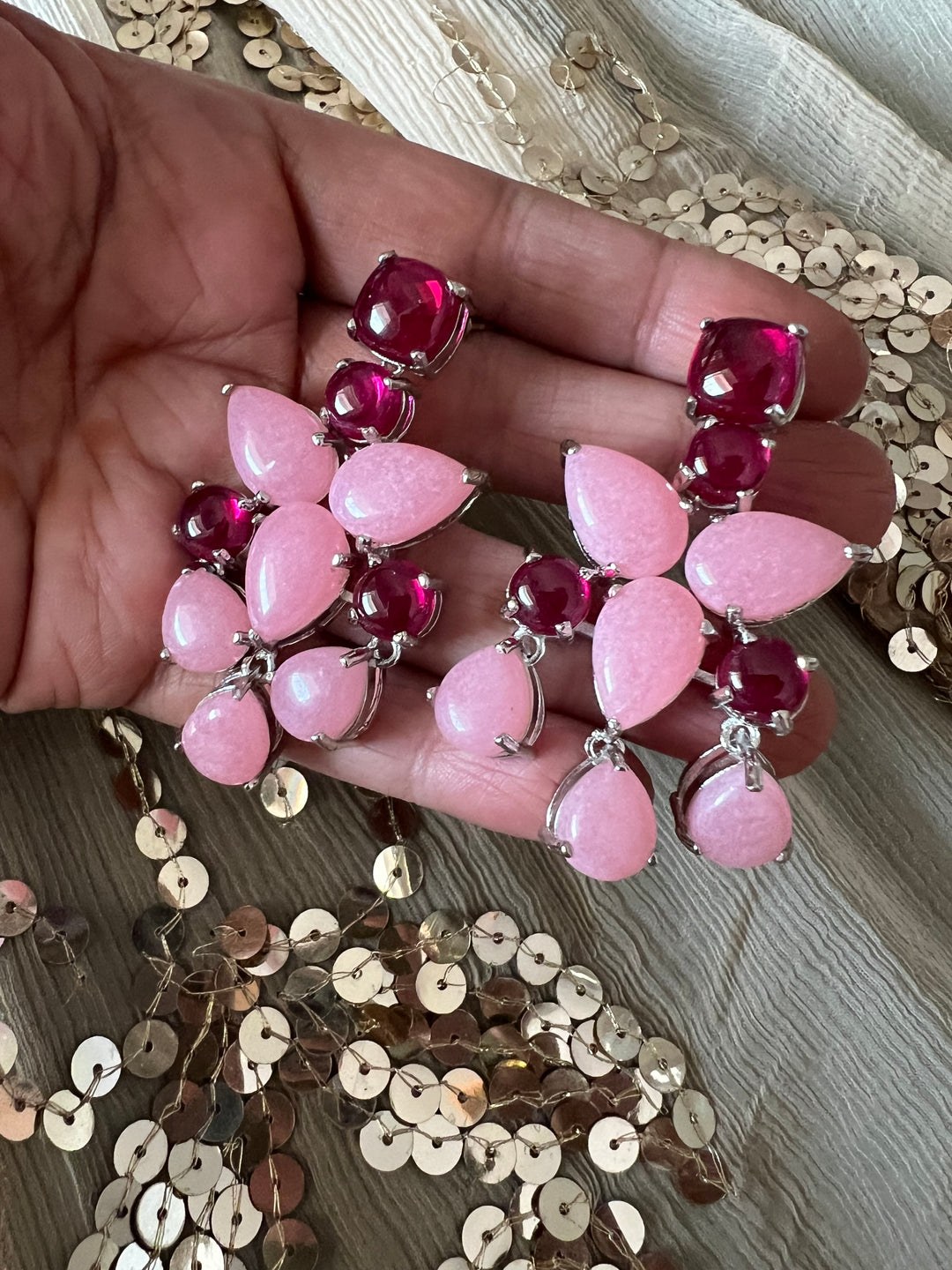 Designer Doublet Stone Earrings with Silver Polish - Premium Quality