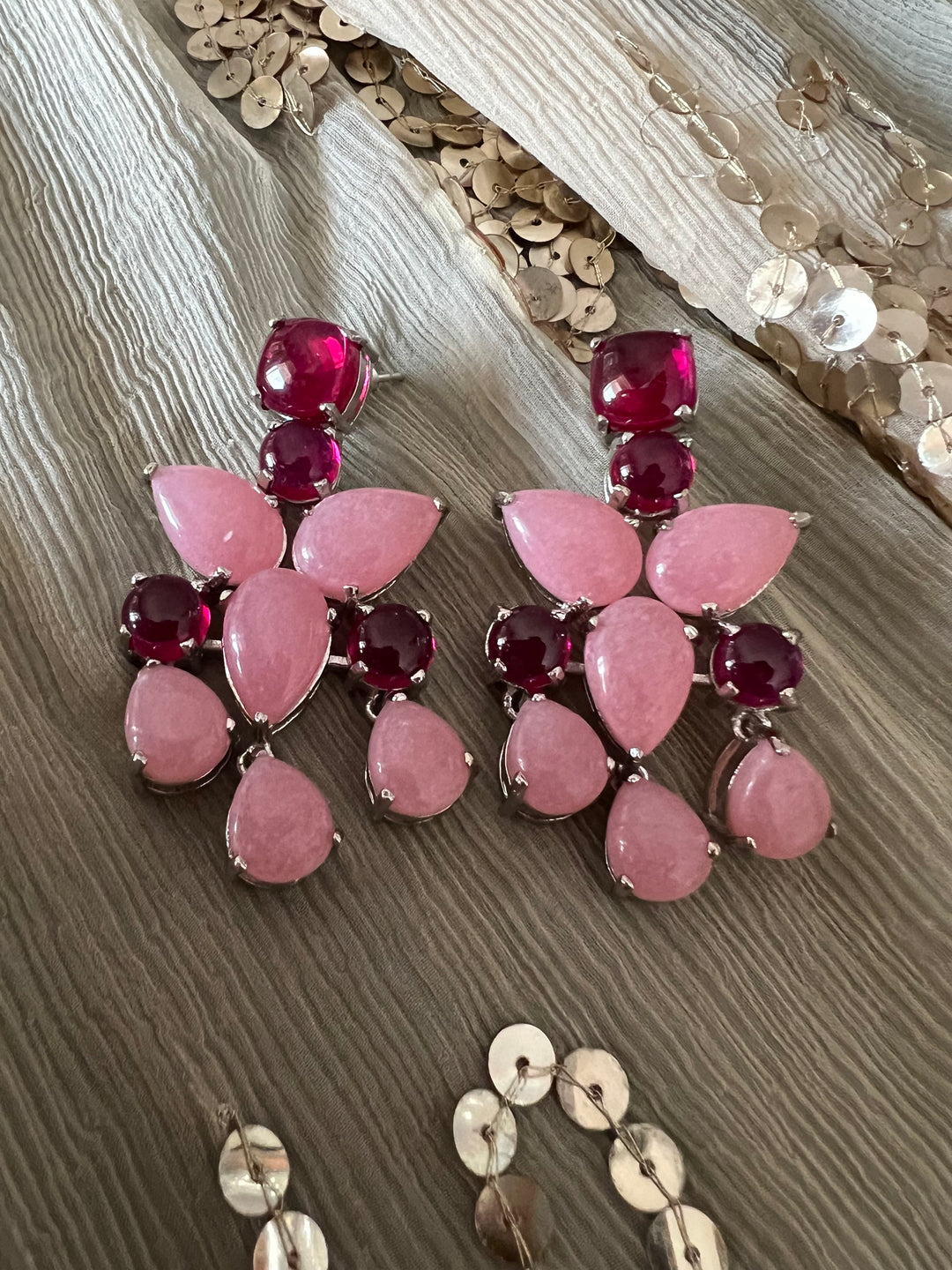 Designer Doublet Stone Earrings with Silver Polish - Premium Quality