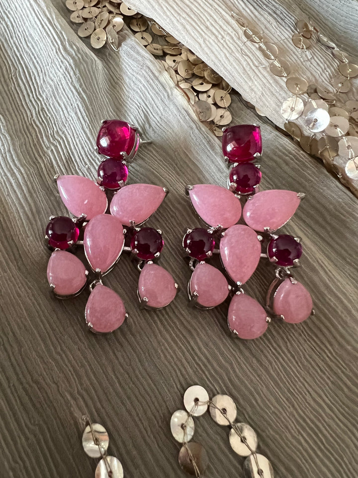 Designer Doublet Stone Earrings with Silver Polish - Premium Quality