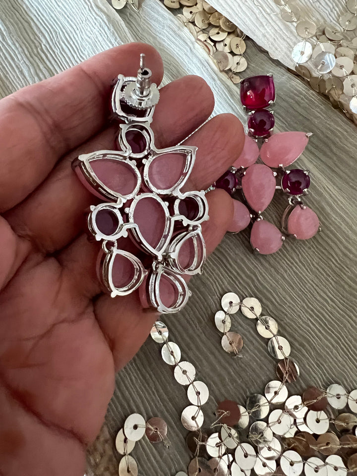 Designer Doublet Stone Earrings with Silver Polish - Premium Quality