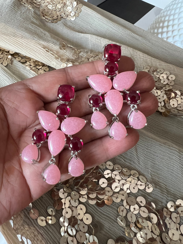 Designer Doublet Stone Earrings with Silver Polish - Premium Quality