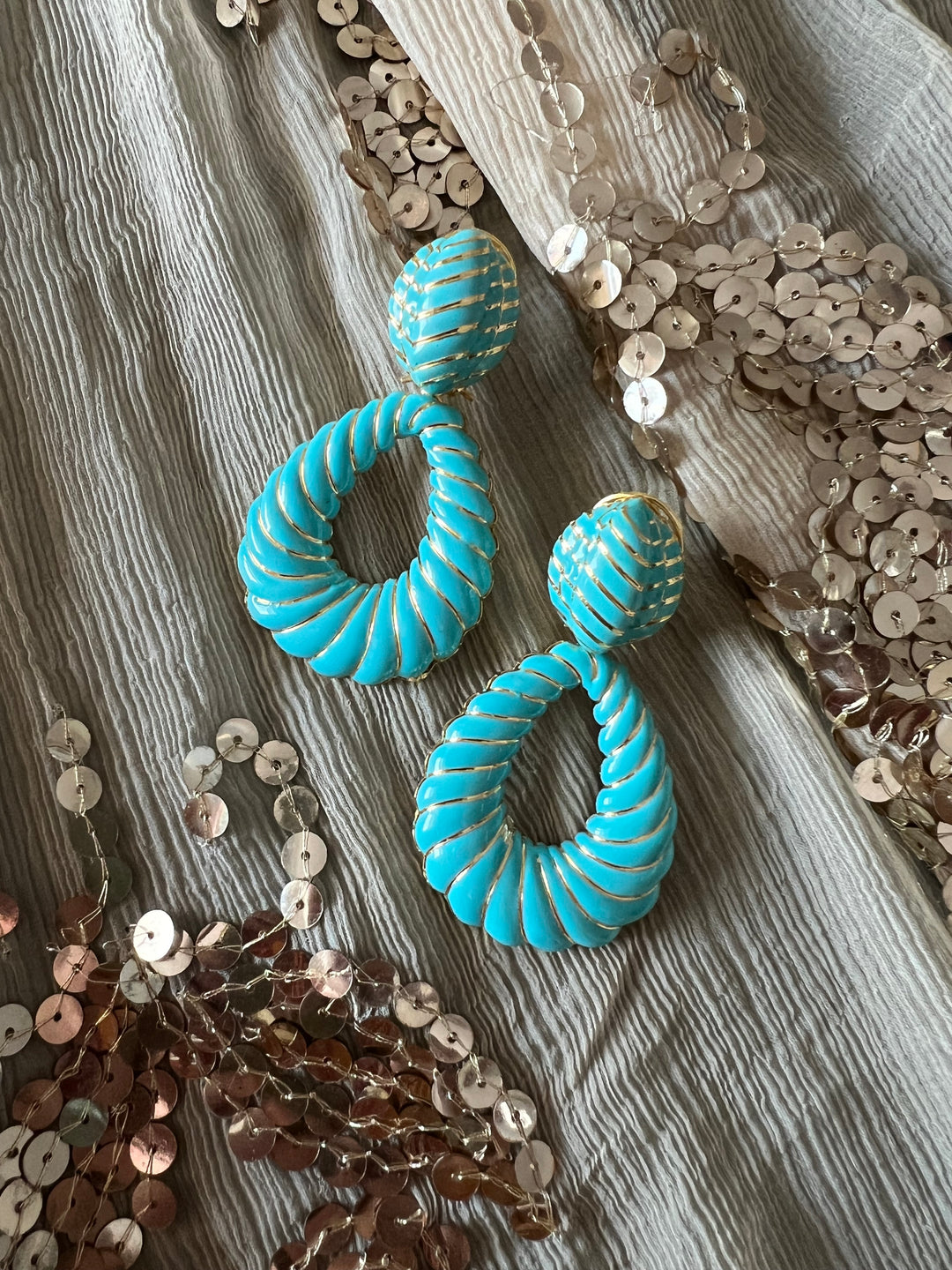 Designer Firoza Enamelled Earrings with Gold Polish - Premium Quality