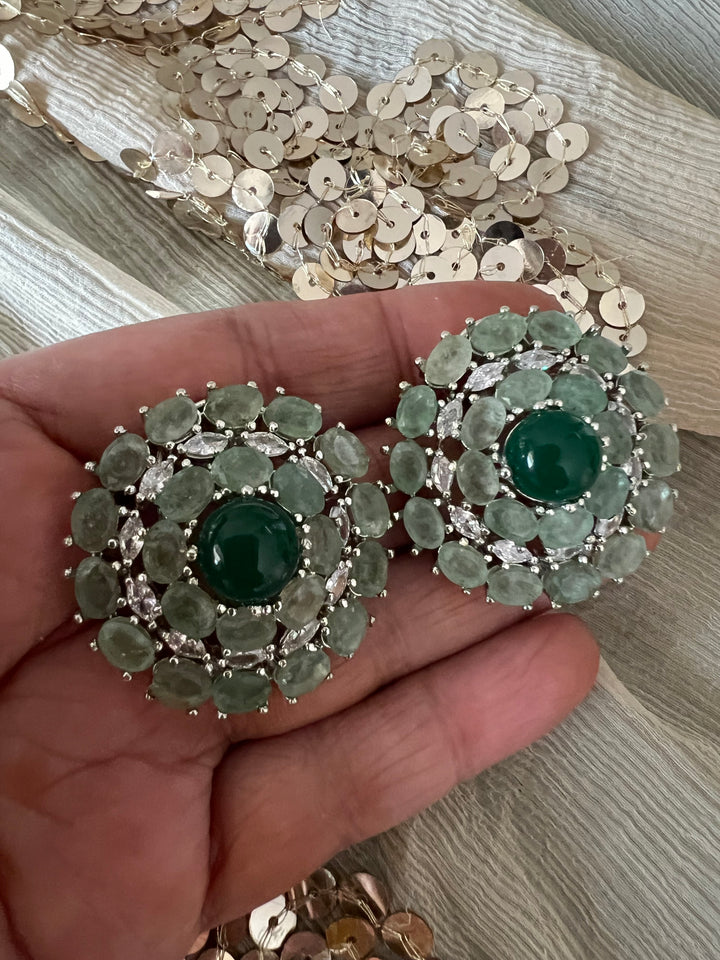 Designer Doublet Stone Earrings with Silver Polish - Premium Quality