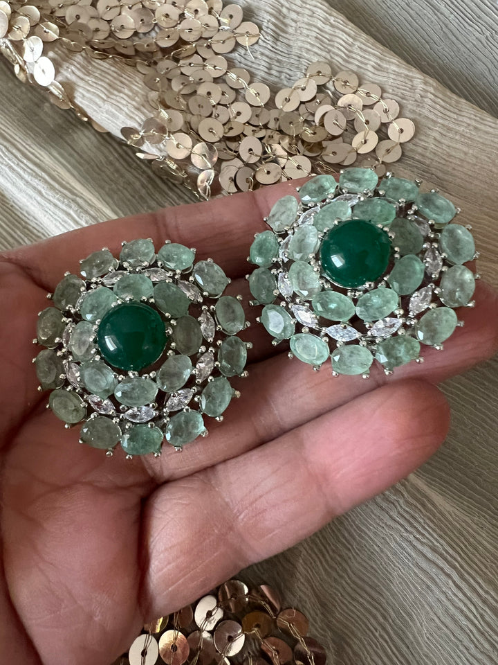 Designer Doublet Stone Earrings with Silver Polish - Premium Quality