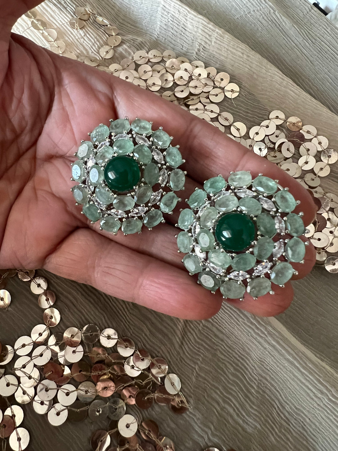 Designer Doublet Stone Earrings with Silver Polish - Premium Quality