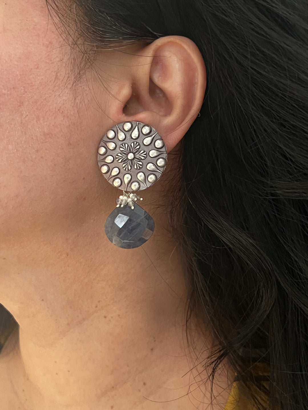 Antique Iolite Drop Earrings - Premium Quality, Exquisite Craftsmanship