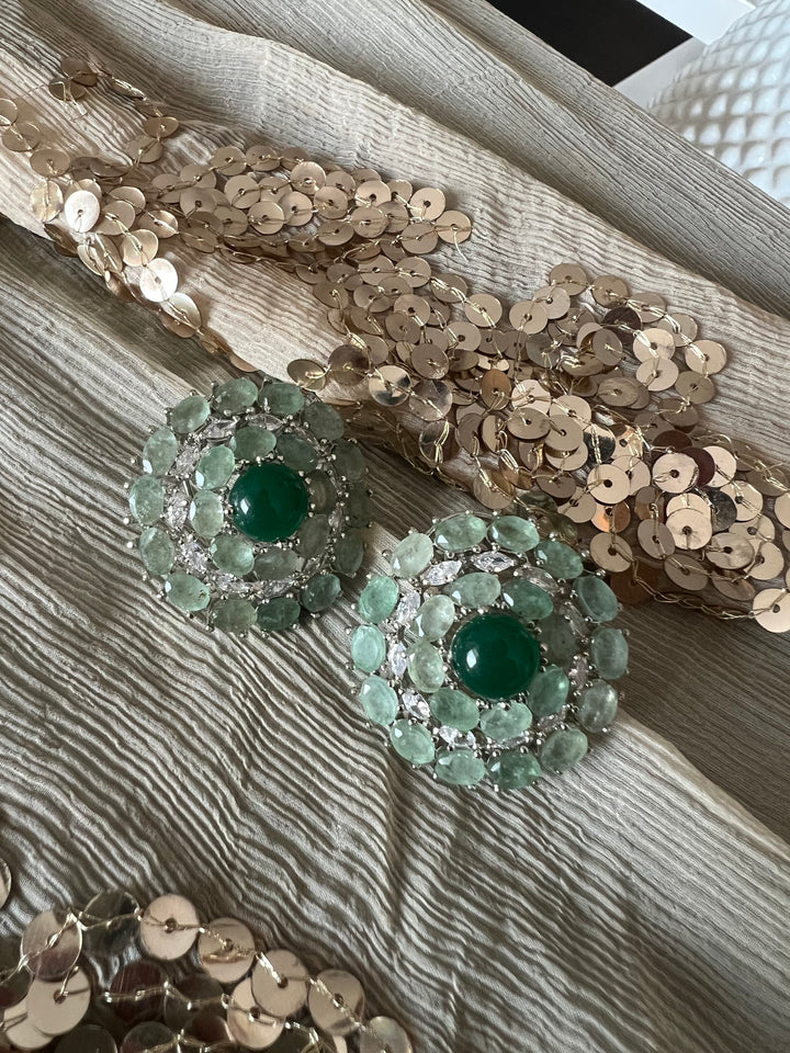 Designer Doublet Stone Earrings with Silver Polish - Premium Quality