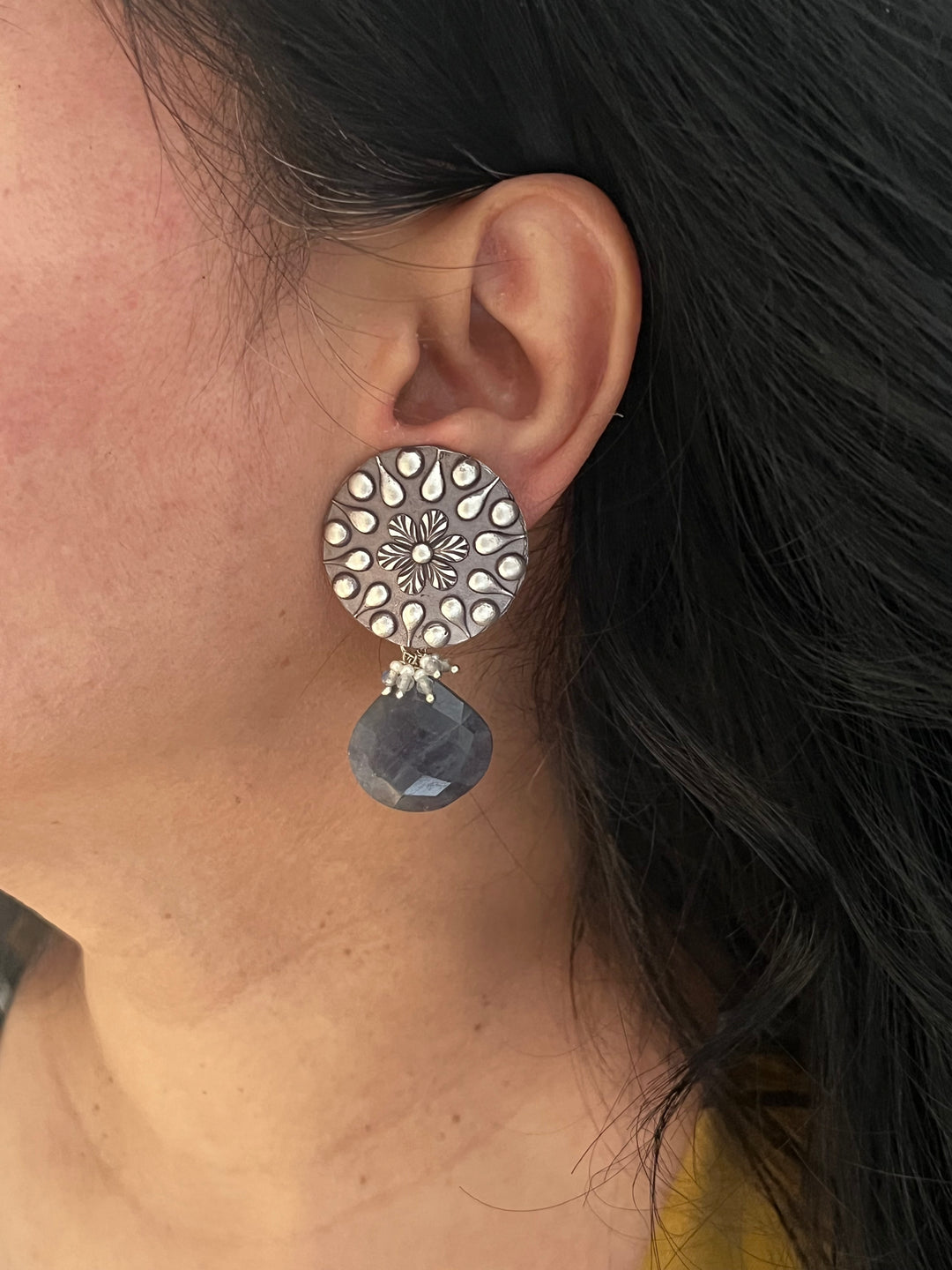 Antique Iolite Drop Earrings - Premium Quality, Exquisite Craftsmanship