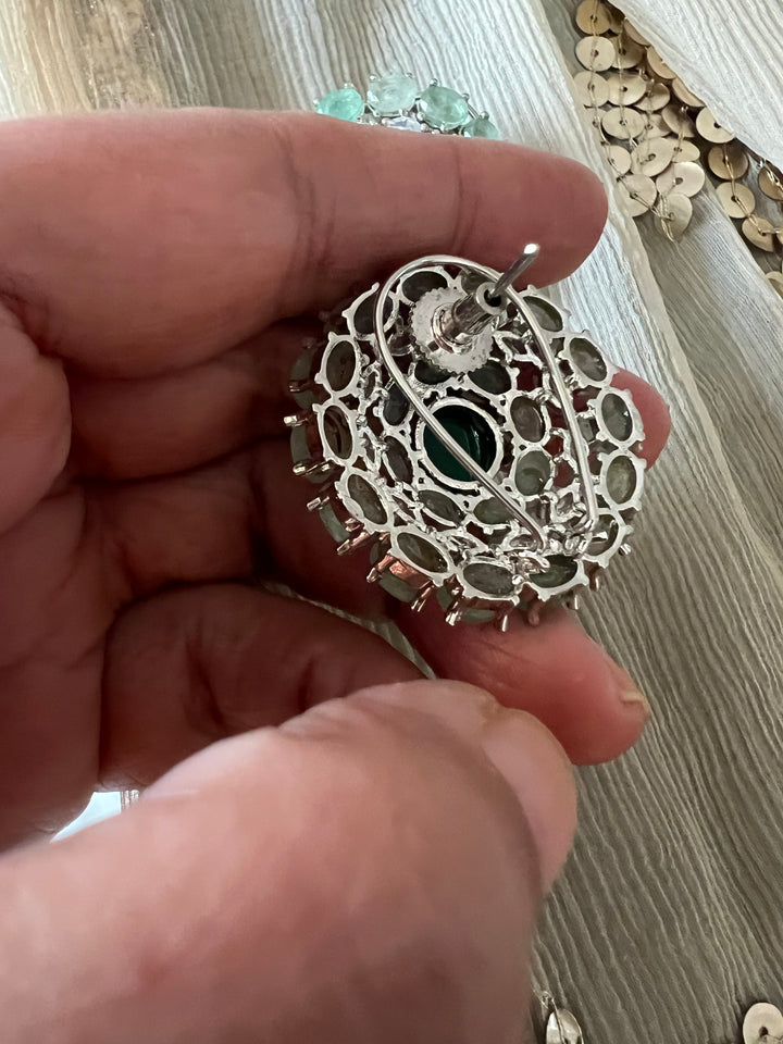 Designer Doublet Stone Earrings with Silver Polish - Premium Quality