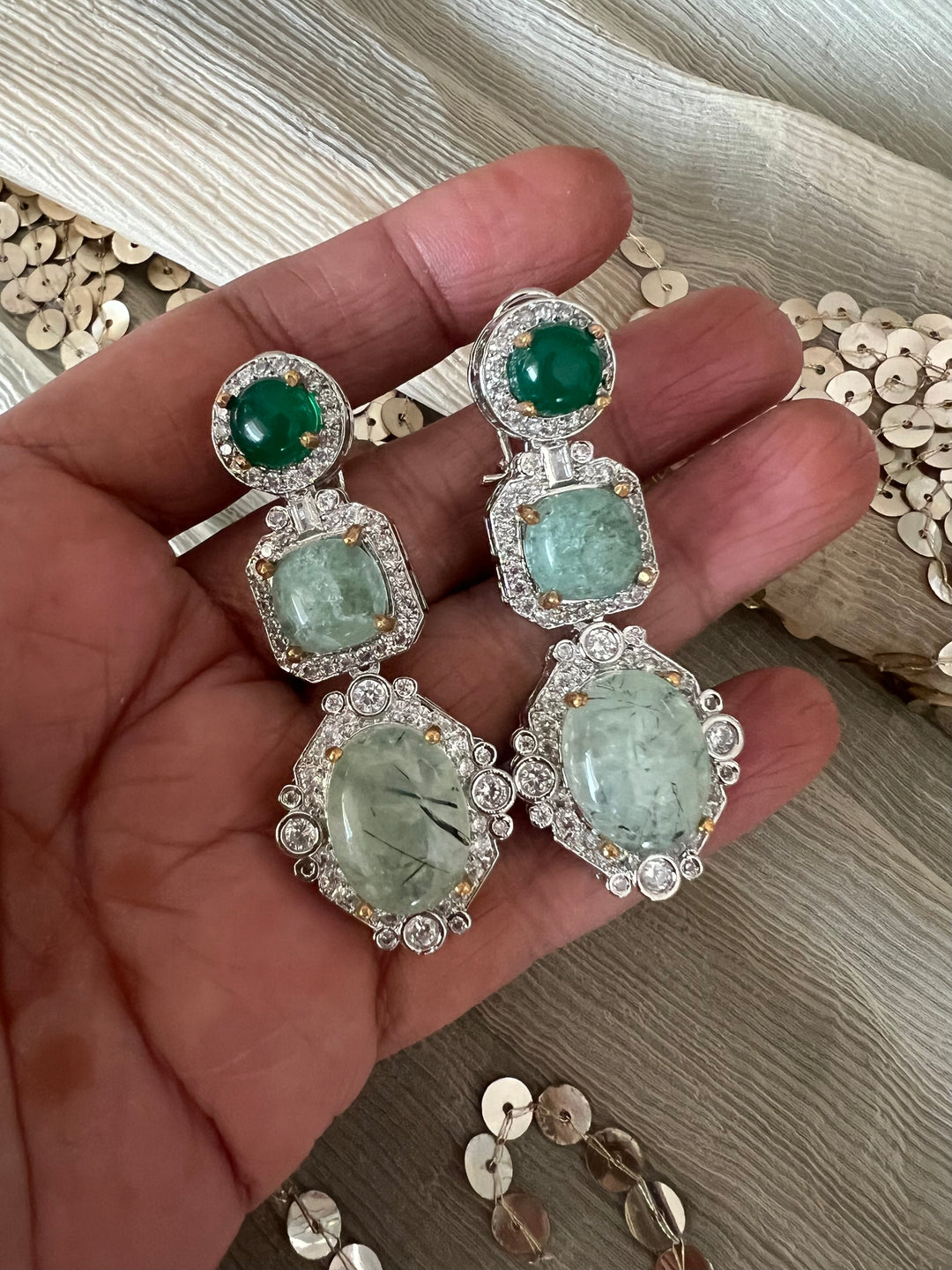 Designer Doublet Stone Earrings with Silver Polish - Premium Quality