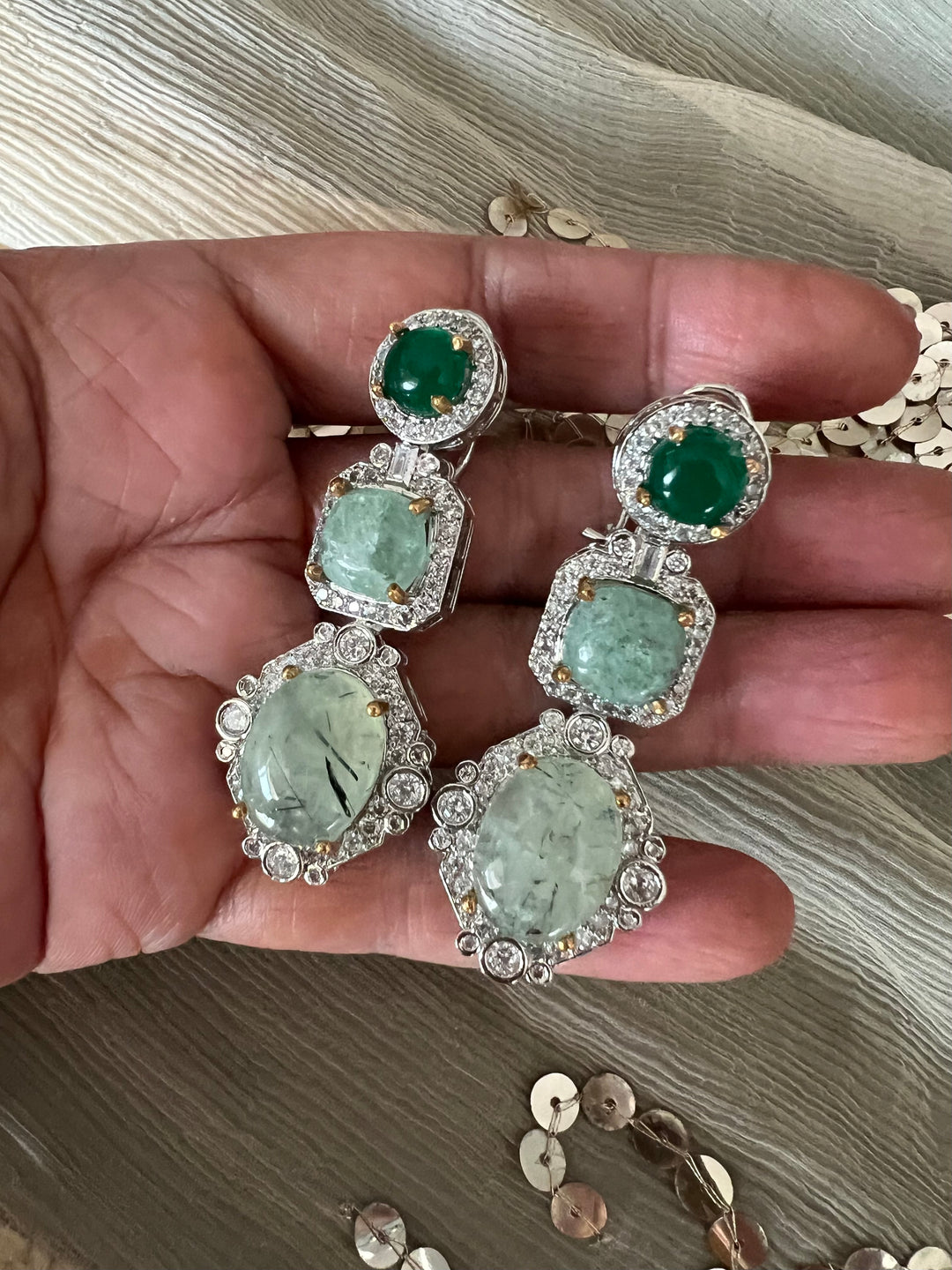 Designer Doublet Stone Earrings with Silver Polish - Premium Quality