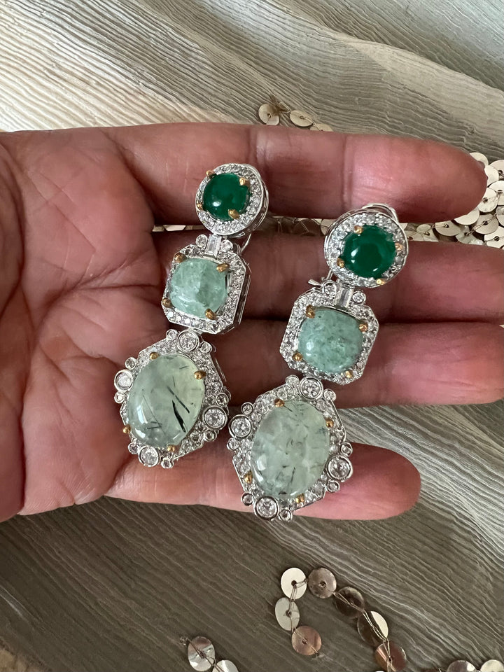 Designer Doublet Stone Earrings with Silver Polish - Premium Quality