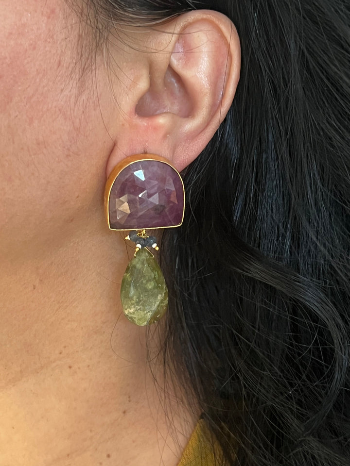 Vasonite Drop Natural Ruby Studs - Premium Quality, Exquisite Craftsmanship