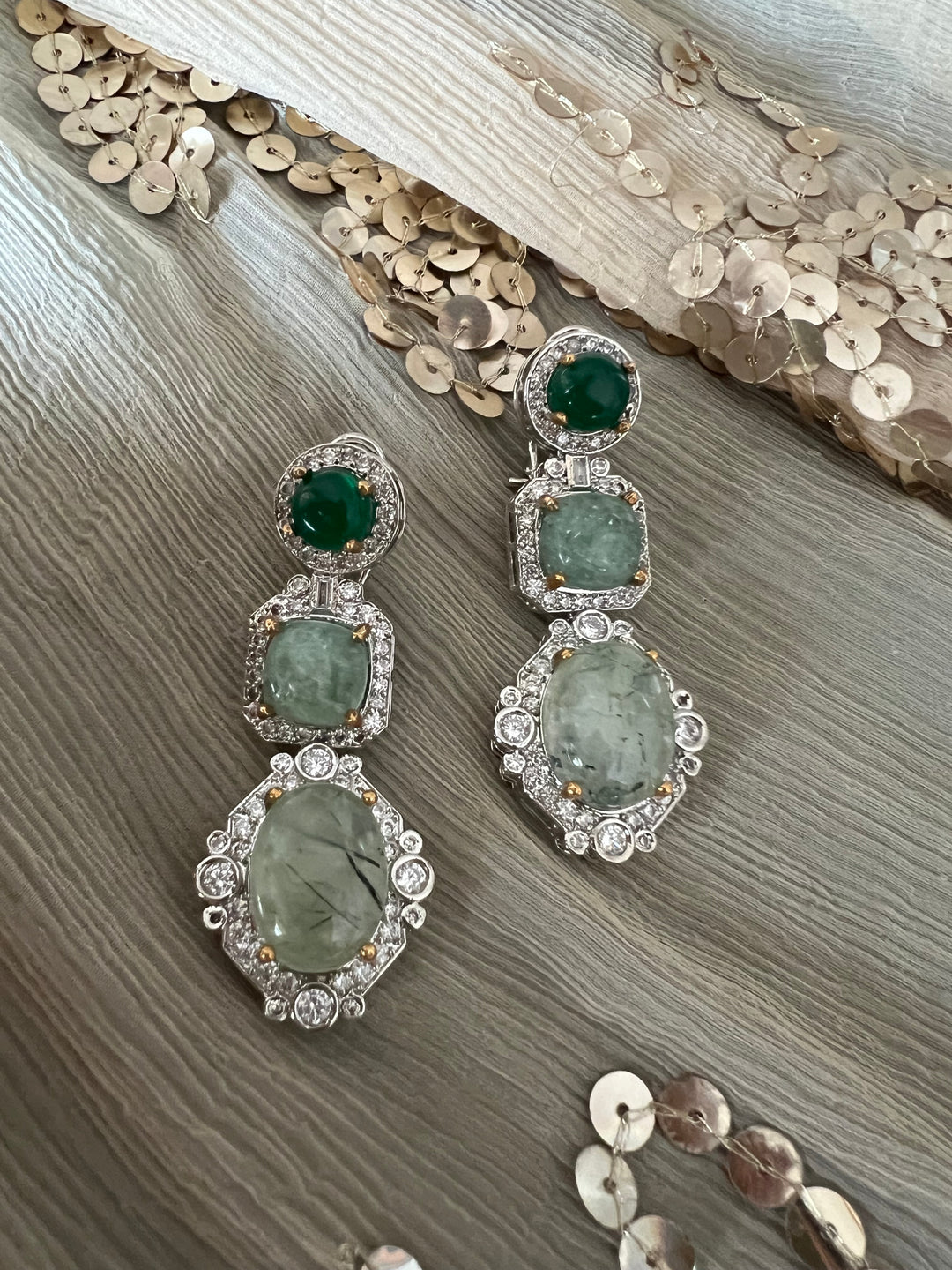 Designer Doublet Stone Earrings with Silver Polish - Premium Quality