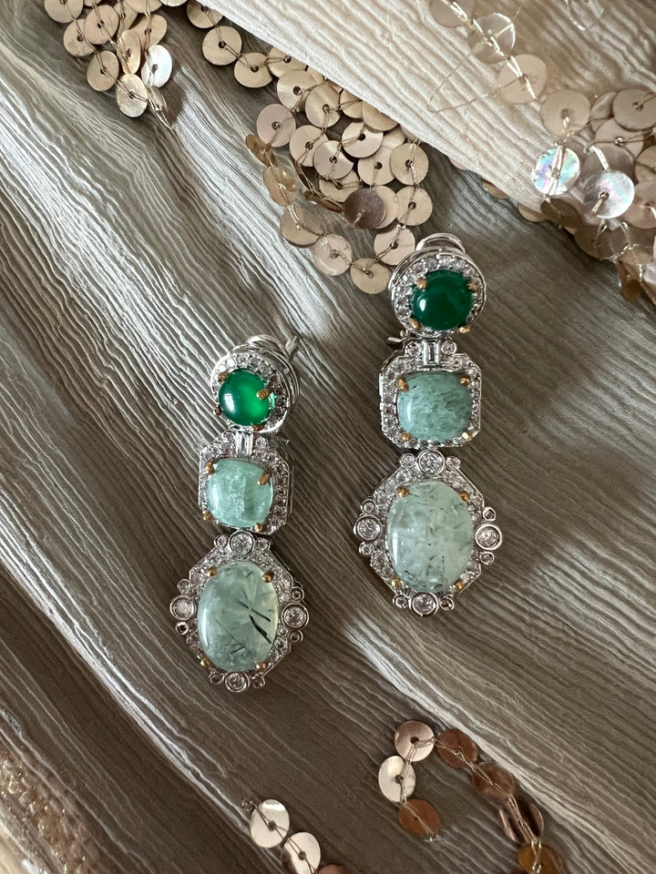 Designer Doublet Stone Earrings with Silver Polish - Premium Quality