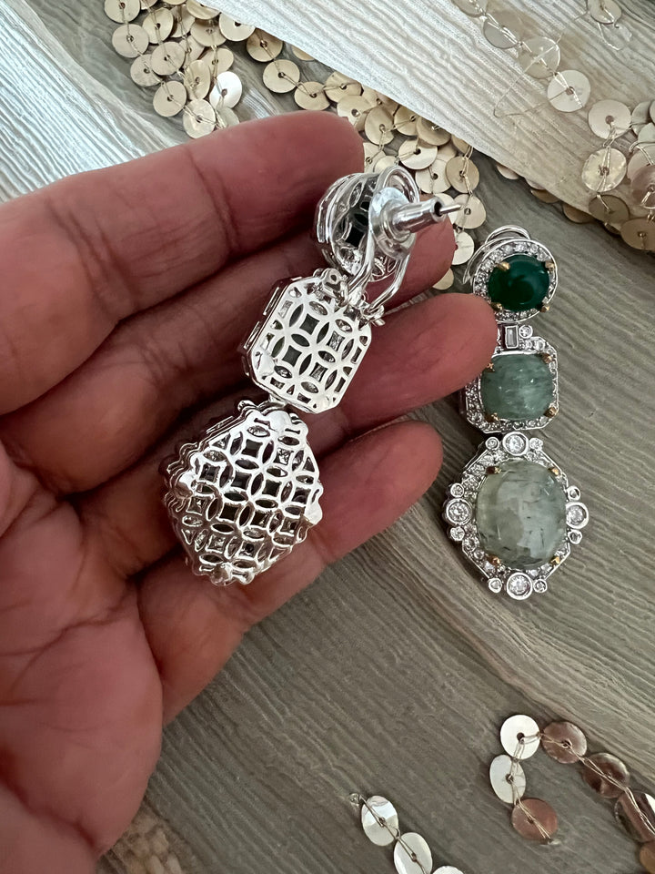 Designer Doublet Stone Earrings with Silver Polish - Premium Quality