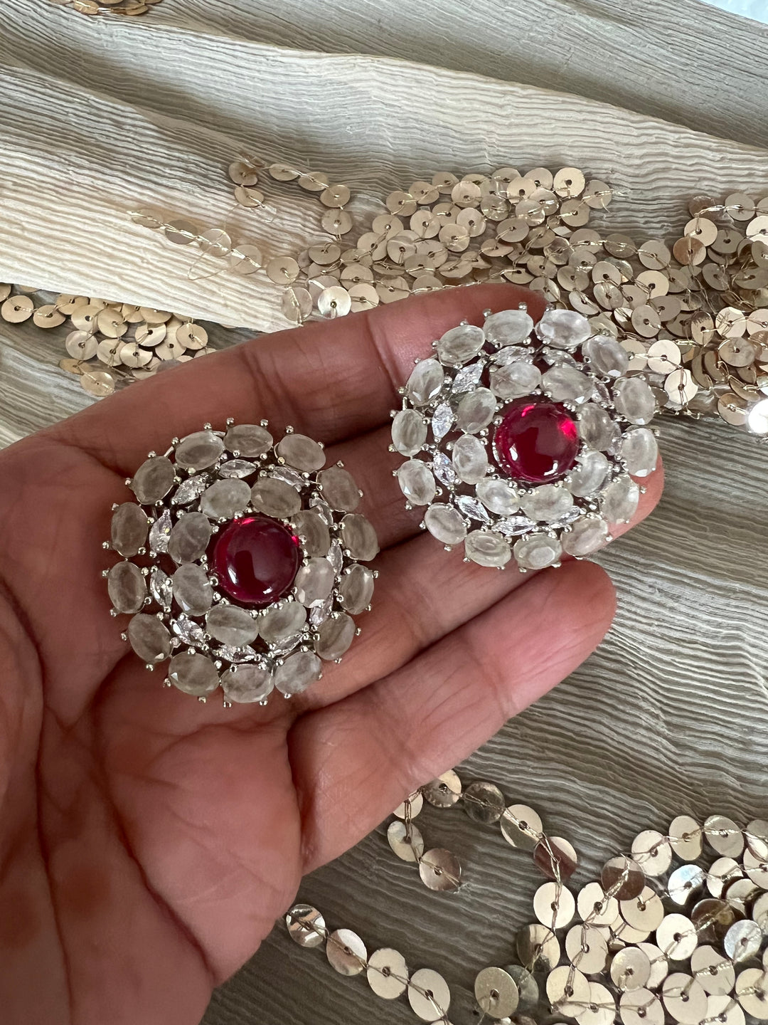 Designer Doublet Stone Earrings with Silver Polish - Premium Quality