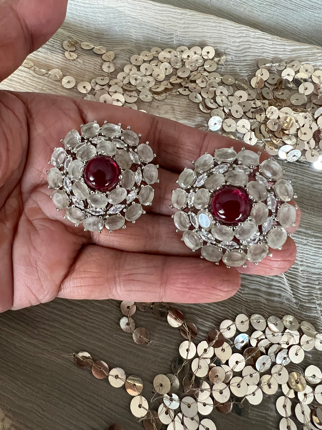 Designer Doublet Stone Earrings with Silver Polish - Premium Quality