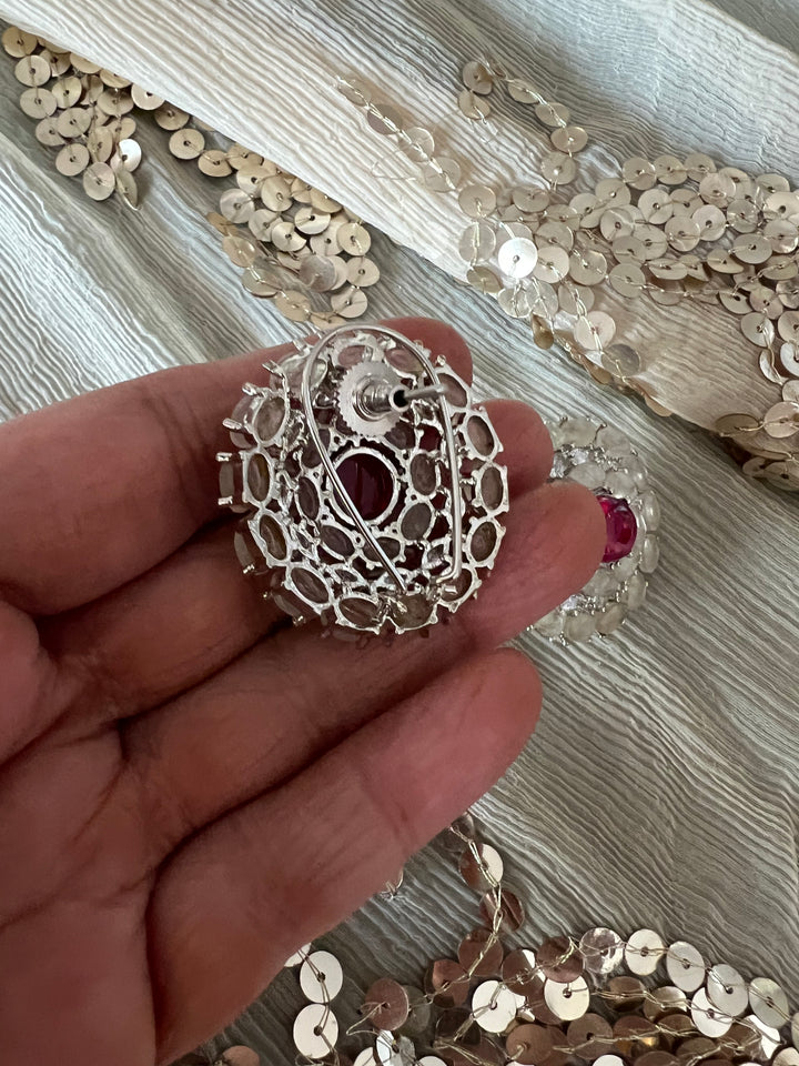 Designer Doublet Stone Earrings with Silver Polish - Premium Quality