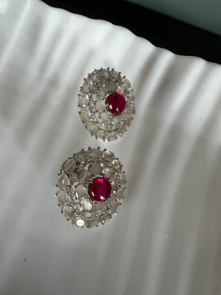 Designer Doublet Stone Earrings with Silver Polish - Premium Quality