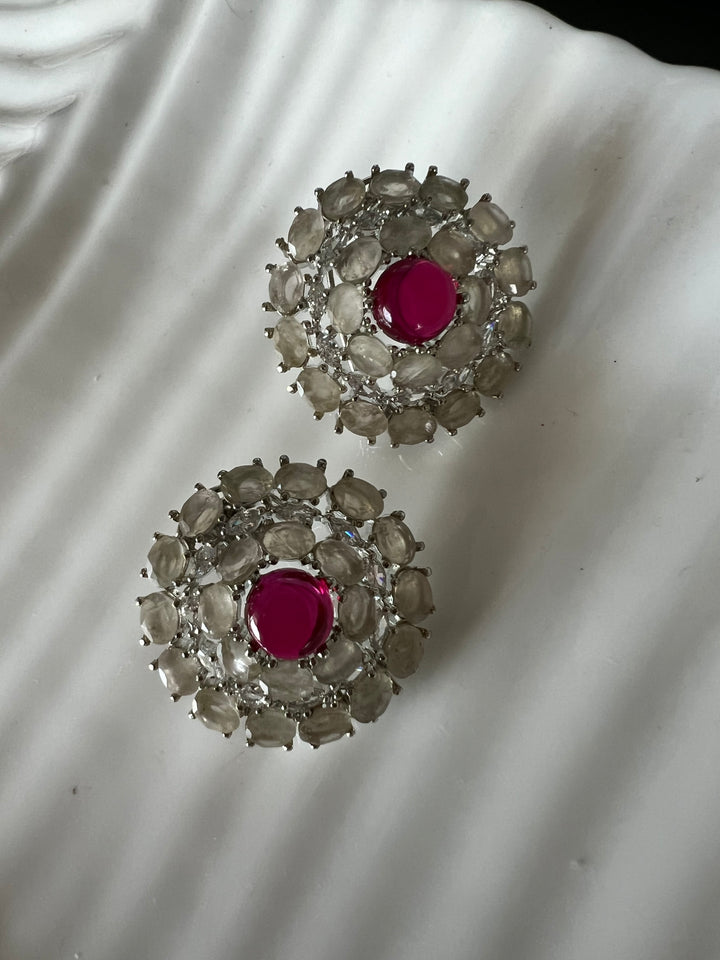 Designer Doublet Stone Earrings with Silver Polish - Premium Quality