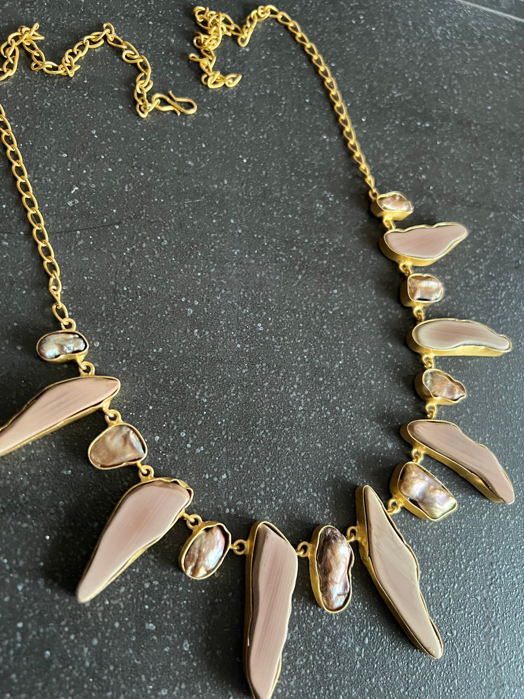 Handmade Brass Necklace with Natural Gemstones