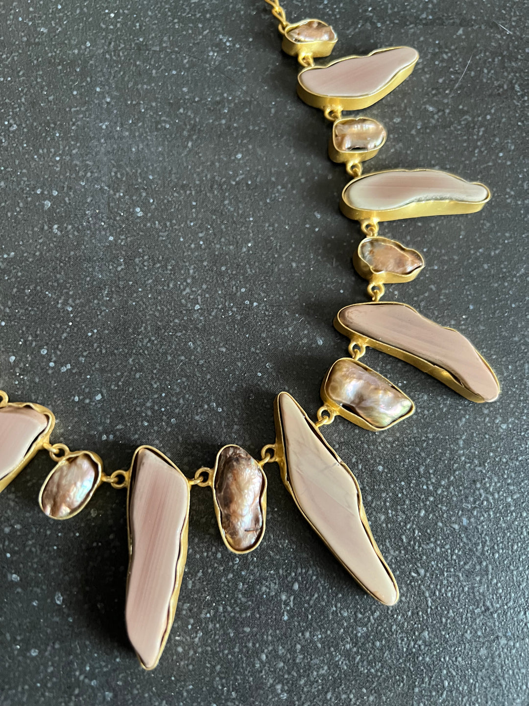 Handmade Brass Necklace with Natural Gemstones