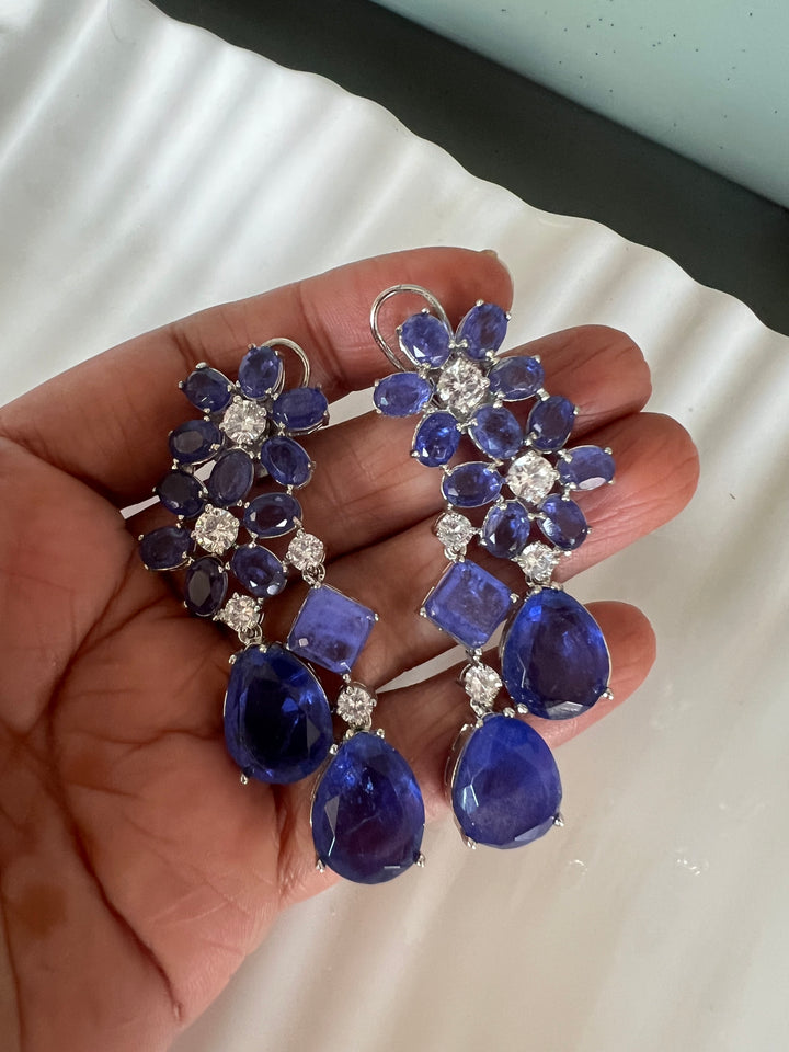 Designer Doublet Stone Earrings with Silver Polish - Premium Quality