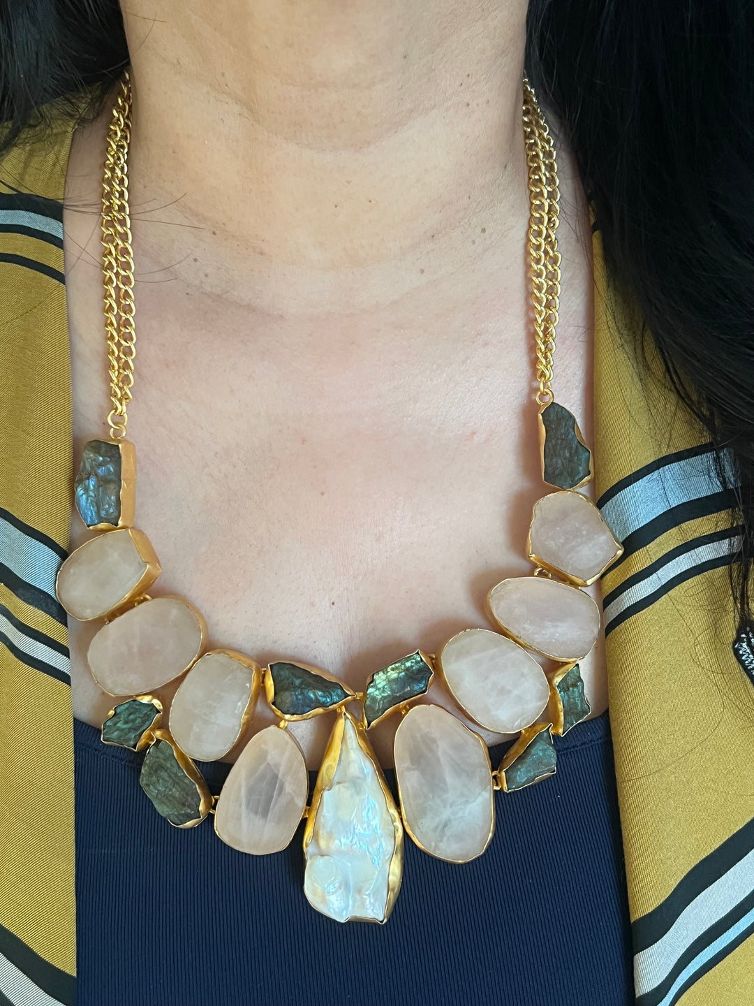 Statement Natural Rose Quartz Necklace