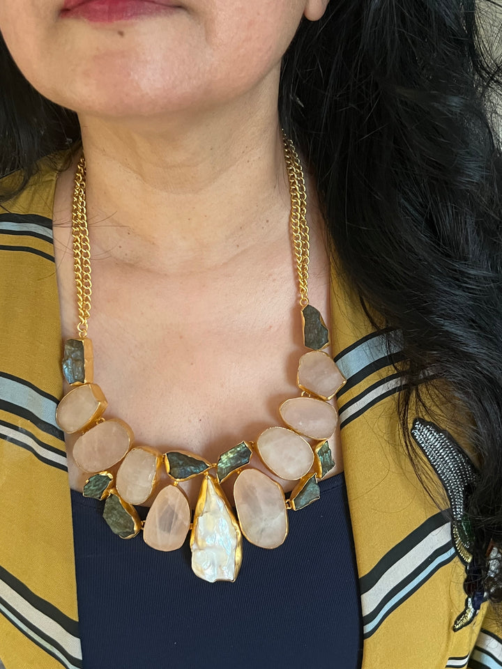Statement Natural Rose Quartz Necklace