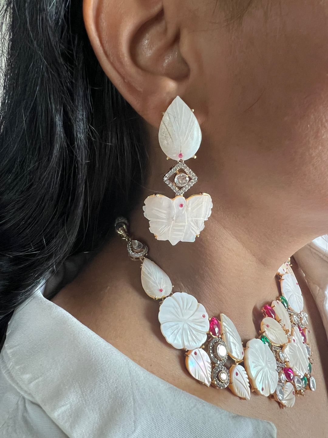 Statement Mother of Pearl Necklace Set - Premium Quality, Handcrafted Elegance