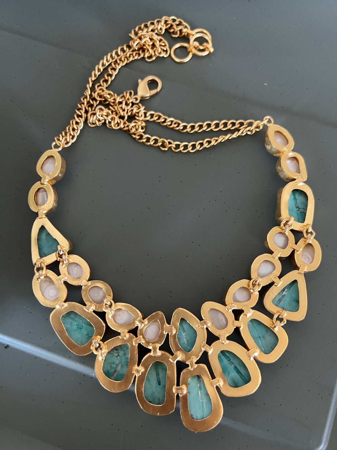 Statement Turquoise and Baroque Pearls Necklace