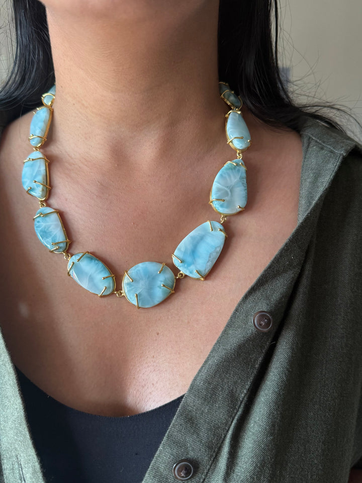 Statement Larimar Stone Necklace