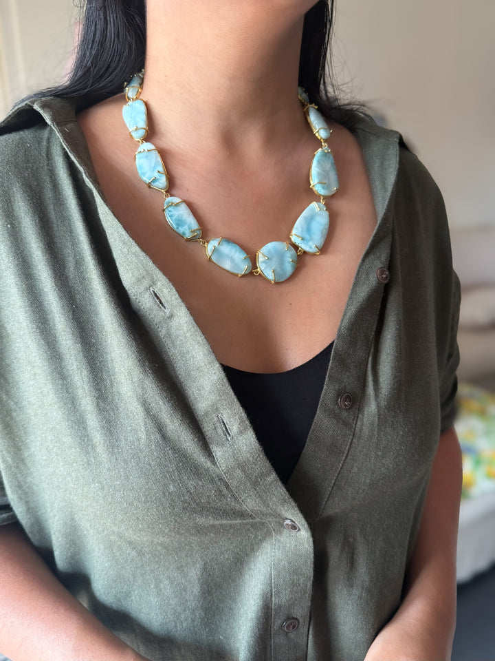 Statement Larimar Stone Necklace