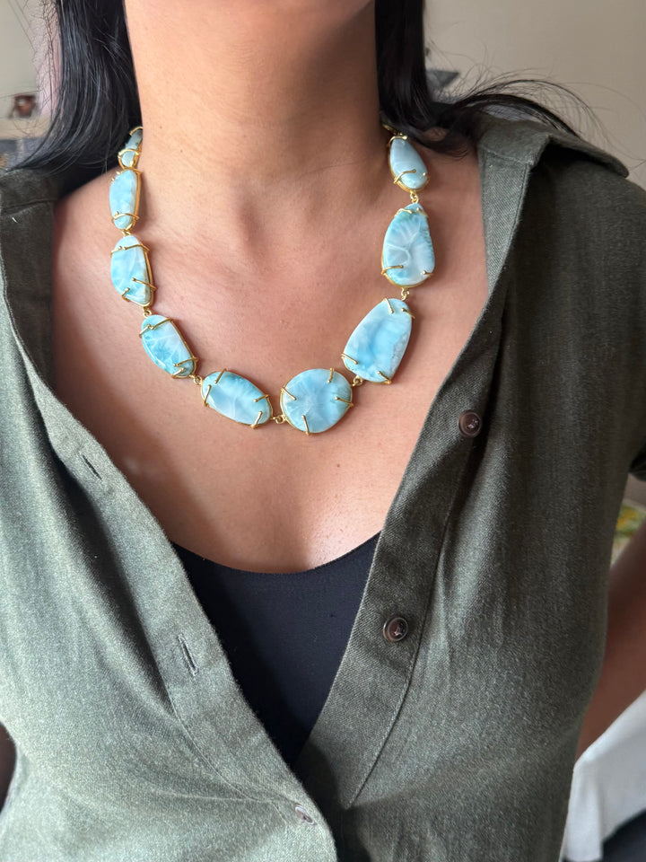 Statement Larimar Stone Necklace