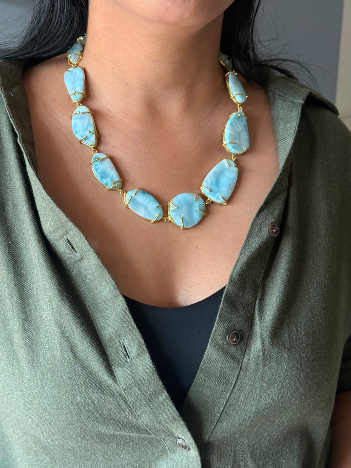 Statement Larimar Stone Necklace