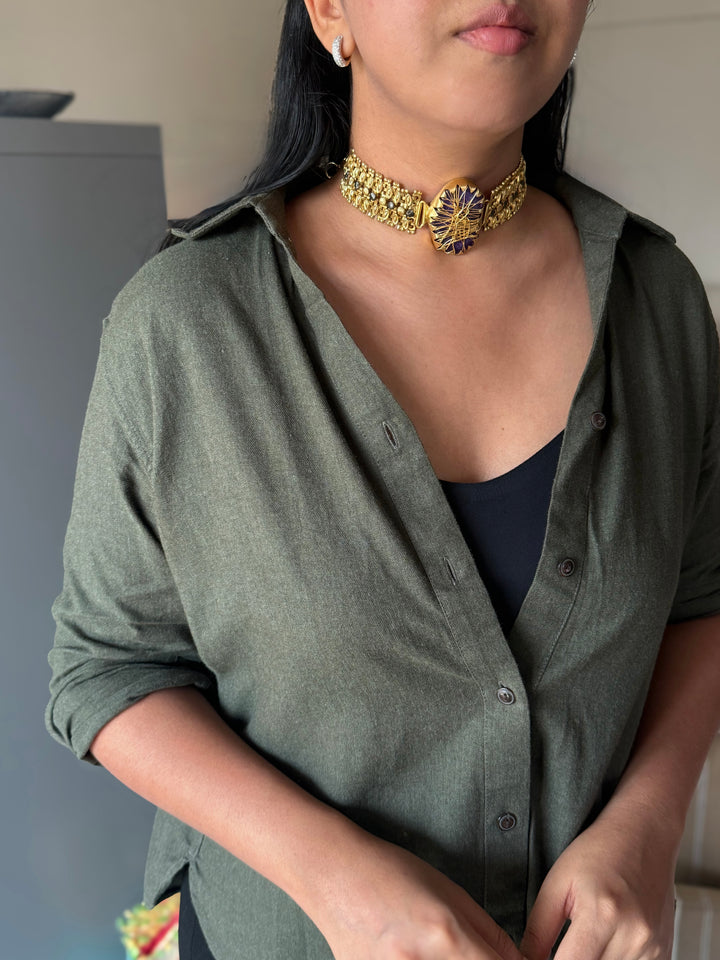 Handmade Bold Natural Stone Statement Choker | Brass Adjustable Lobster Claw Jewelry