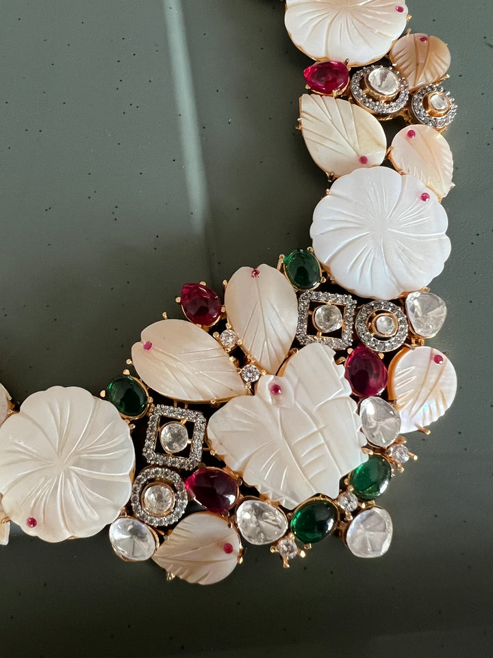 Statement Mother of Pearl Necklace Set - Premium Quality, Handcrafted Elegance