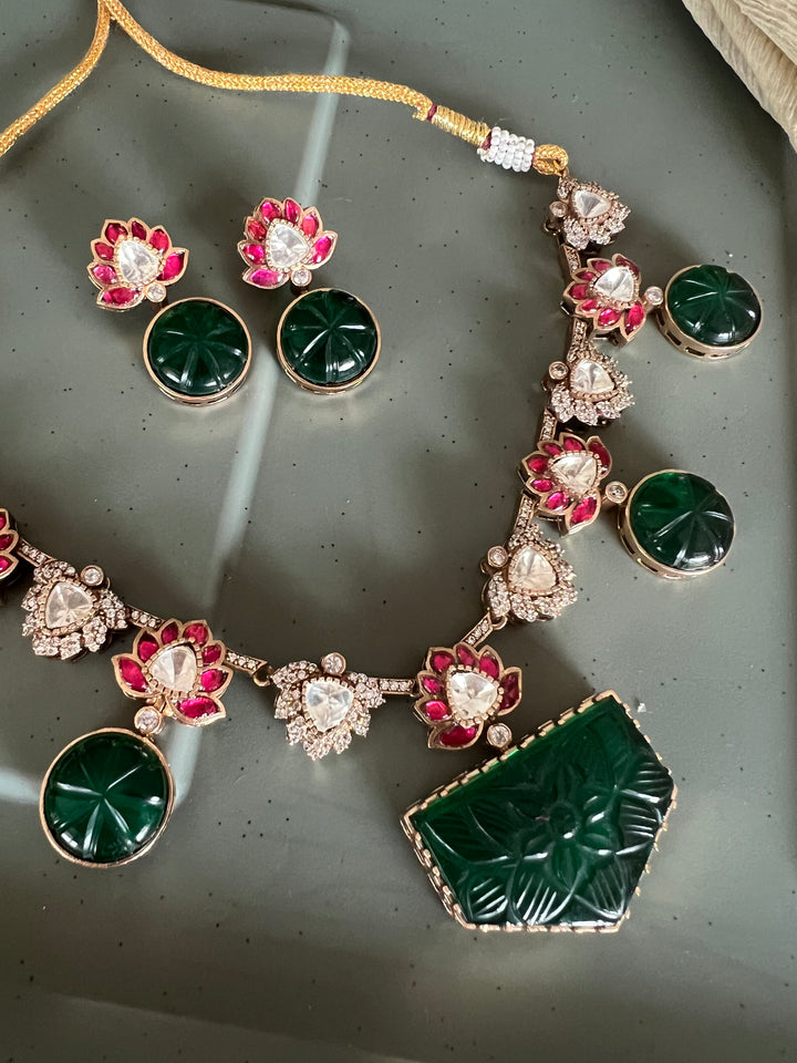 Statement Carved Stone Necklace Set - Premium Quality, Handcrafted Elegance