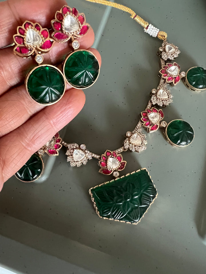 Statement Carved Stone Necklace Set - Premium Quality, Handcrafted Elegance