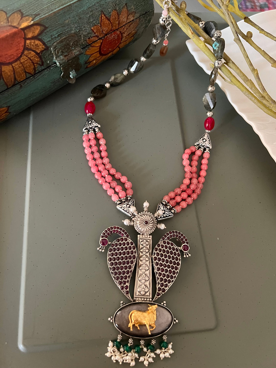 Exquisite Silver Handcrafted Fusion Pendant Necklace - Elevate Your Elegance