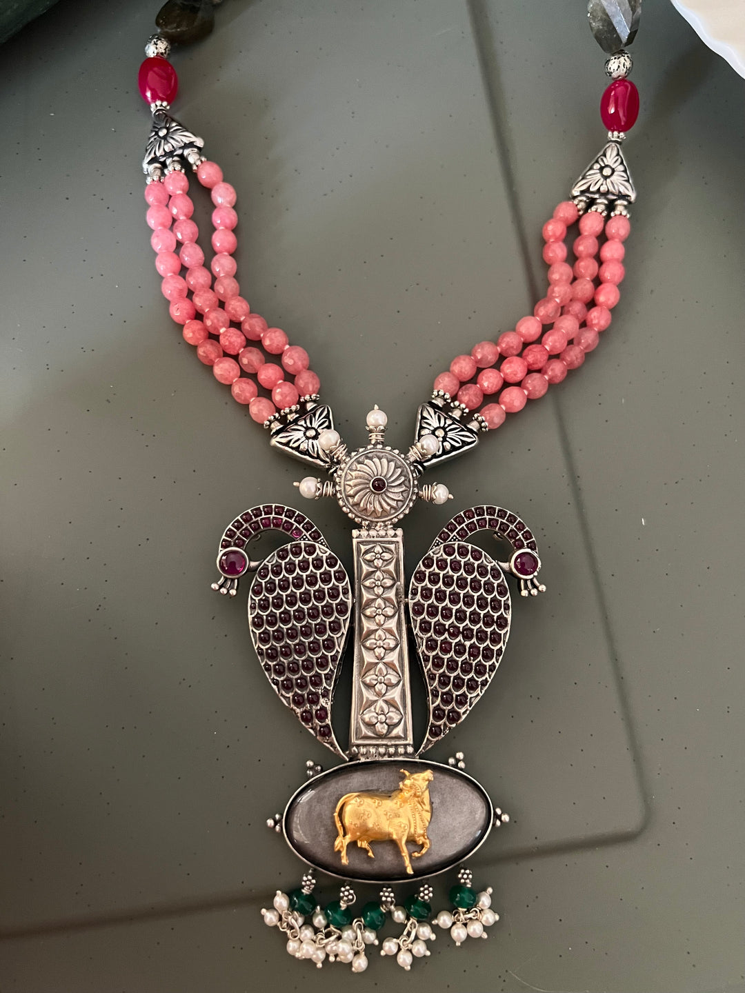 Exquisite Silver Handcrafted Fusion Pendant Necklace - Elevate Your Elegance