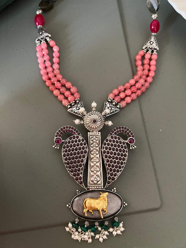 Exquisite Silver Handcrafted Fusion Pendant Necklace - Elevate Your Elegance